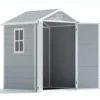 patiowell-6x4-plastic-shed-opening-min Patiowell 6x4 Plastic Storage Shed with Floor, Gray