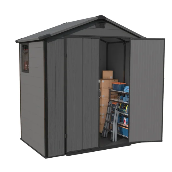 product-6x4-plastic-shed-horizontal-dark-gray-main-img2 Patiowell 6x4 Plastic Shed with Window & Vent, Dark Gray